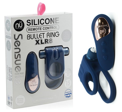 SENSUELLE SILICONE BULLET RING REMOTE CONTROL XLR8 NAVY BLUE