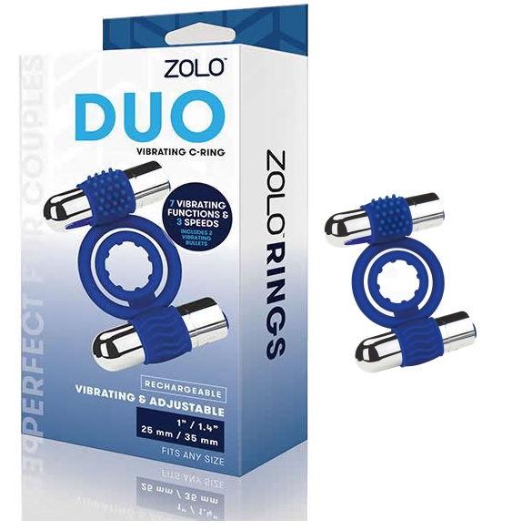 ZOLO DUO VIBRATING COCK RING BLUE