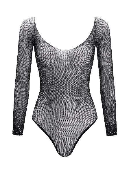 RHINESTONE BODYSUIT BLACK OS