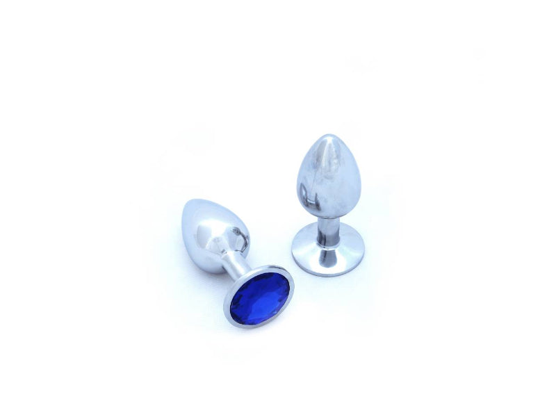 CHROME TAPERED SMALL PLUG WITH BLUE GEM