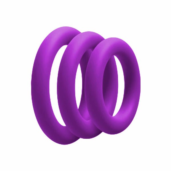 LOVE IN LEATHER SILICONE COCK RINGS 3 PACK PURPLE