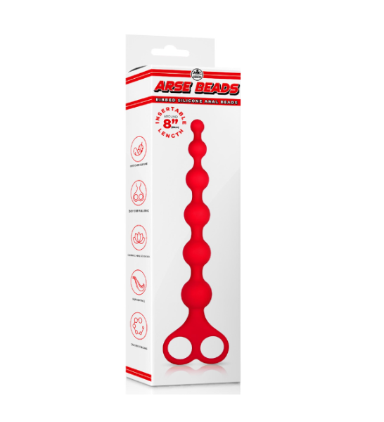 ARSE BEADS RIBBED SILICONE ANAL BEADS RED