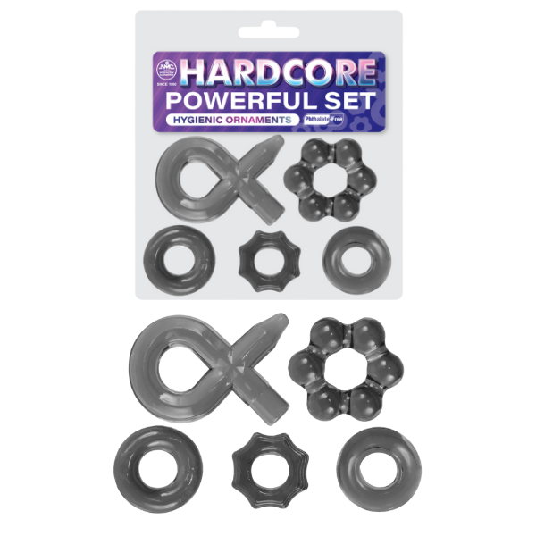 HARDCORE POWERFUL COCK RING SET 1 SMOKE