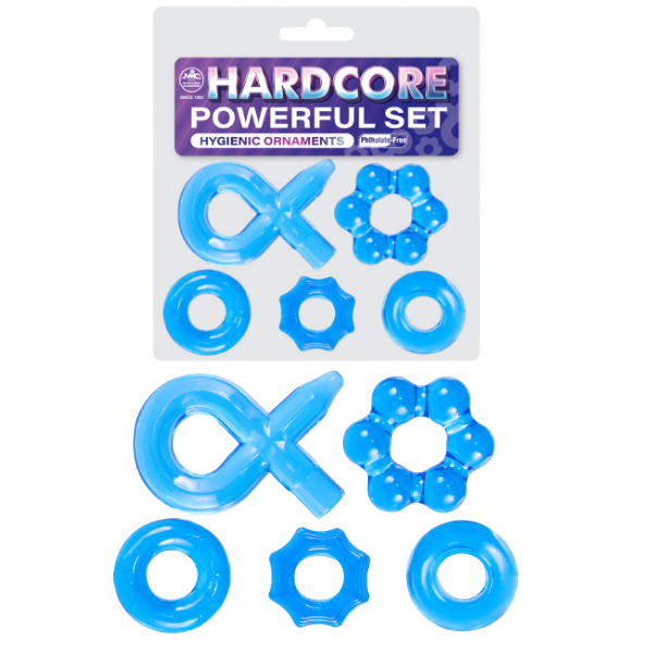 HARDCORE POWERFUL COCK RING SET 1 BLUE