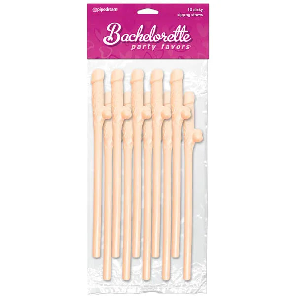 BACHELORETTE PARTY FAVOURS PECKER STRAWS FLESH 10 PACK