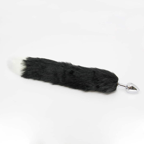 LOVE IN LEATHER FOXTAIL BLACK WITH WHITE TIP SMALL