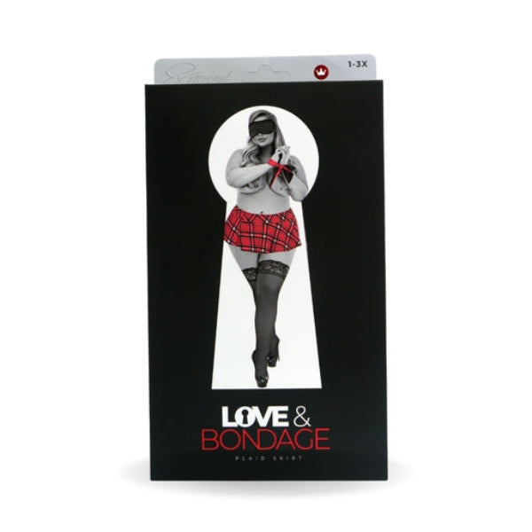 LOVE & BONDAGE SCHOOLGIRL SKIRT SET WITH TIE AND MASK 1X-3X