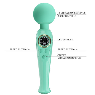PRETTY LOVE SKYLER GREEN MASSAGER WITH LED DISPLAY