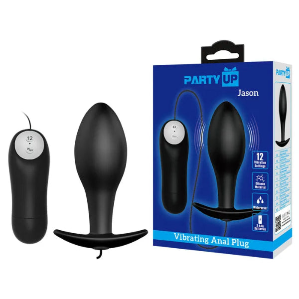 PARTY UP JASON REMOTE CONTROL VIBRATING BUTT PLUG BLACK