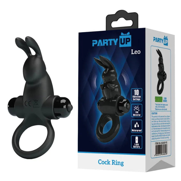 PARTY UP LARRY VIRATING RABBIT C-RING BLACK