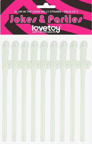 GLOW IN THE DARK PECKER STRAWS 9 PACK