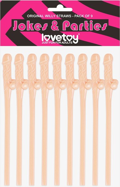 JOKES AND PARTIES ORIGINAL WILLY STRAWS PACK OF 9