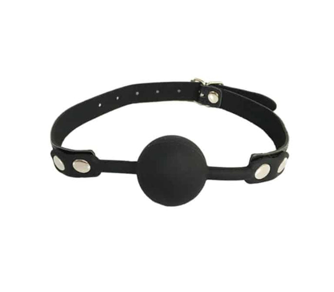 LOVE IN LEATHER SILICONE MOUTH PIECE BALL GAG BLACK