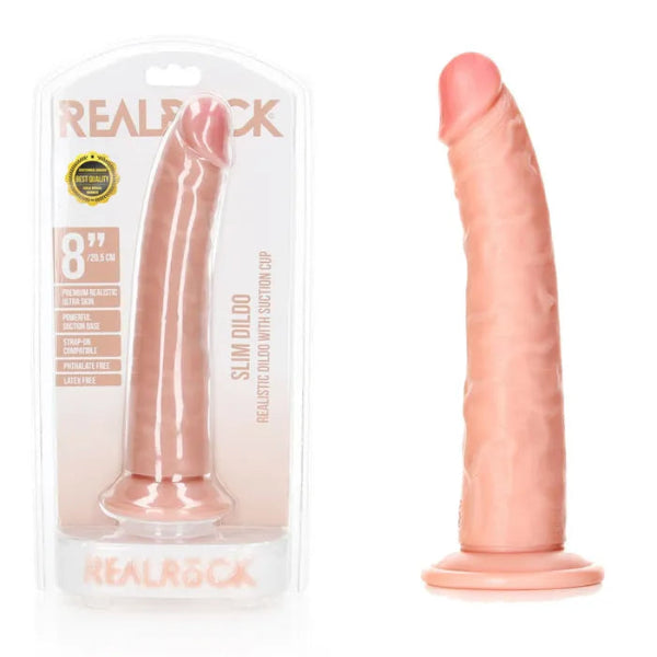 REAL ROCK SLIM DILDO 8 INCH FLESH