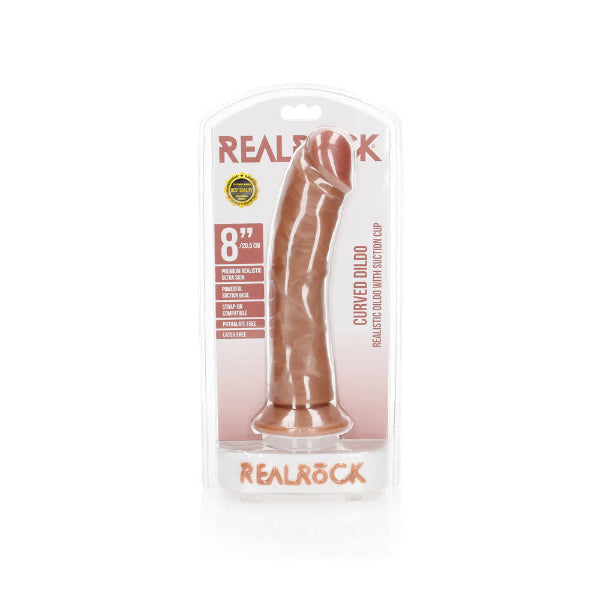 REAL ROCK CURVED DILDO 8 INCH TAN