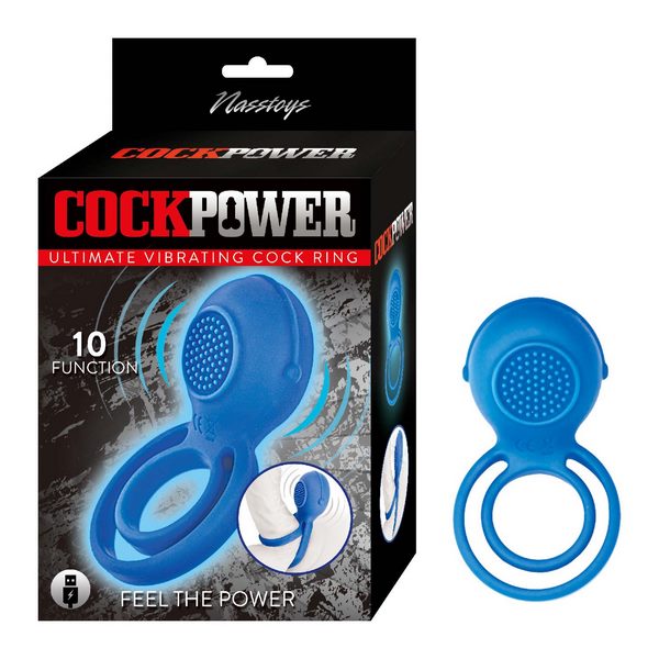 COCKPOWER 10 FUNCTION VIBRATING C-RING BLUE