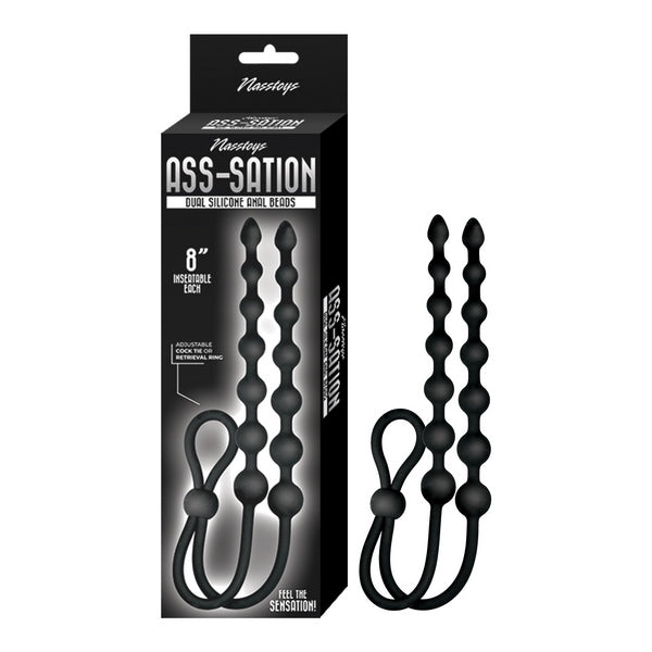 ASS-SATION DUAL SILICONE ANAL BEADS BLACK