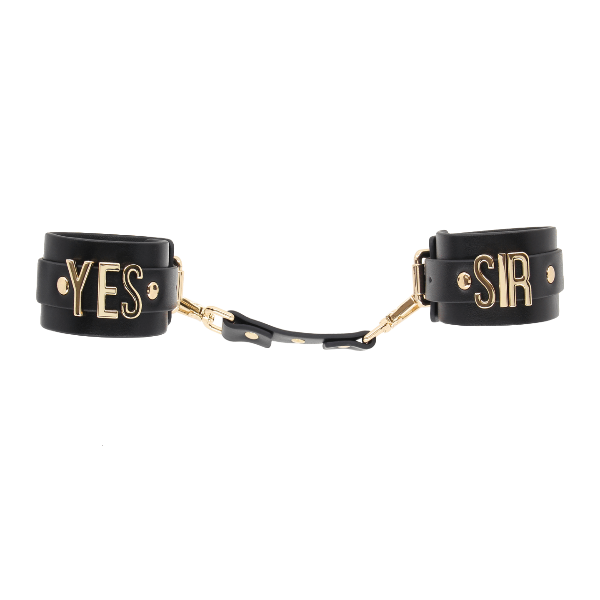 LOVE IN LEATHER YES SIR CUFFS GOLD