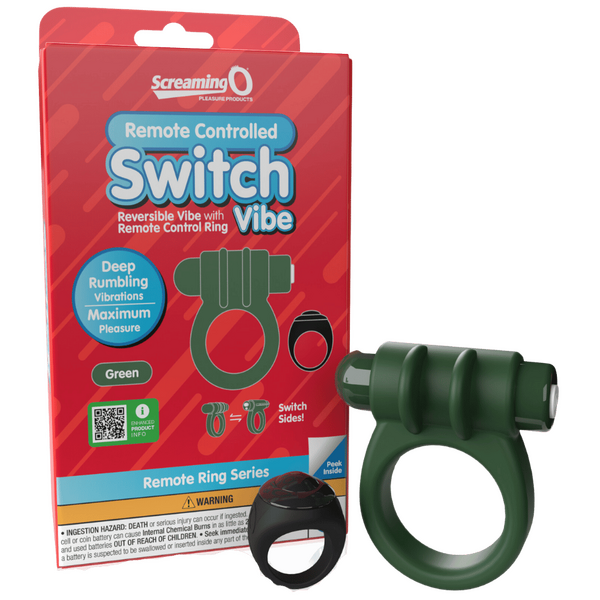 SCREAMING O REMOTE CONTROL SWITCH VIBRATING RING GREEN