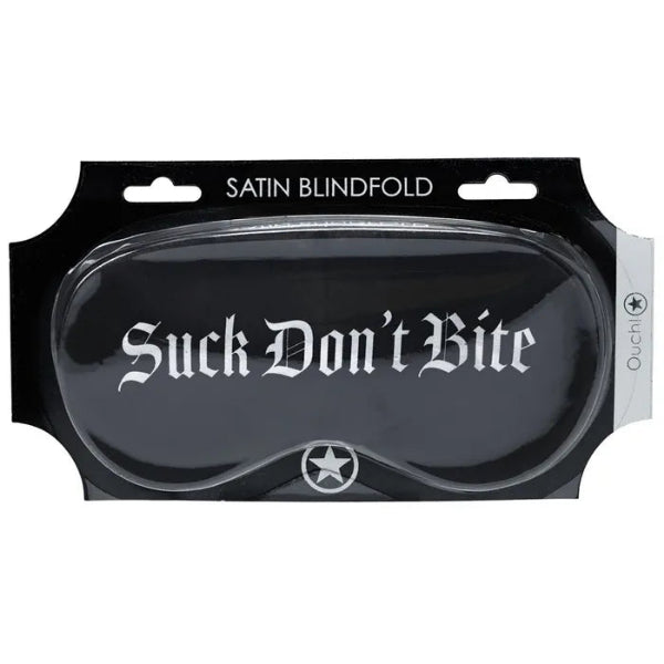 OUCH SUCK DONT BITE SATIN MASK BLACK