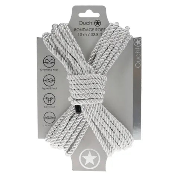 OUCH 10M BONDAGE ROPE SILVER