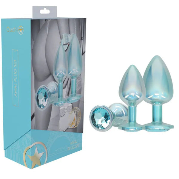 OUCH METAL ANAL PLUG SET BLUE