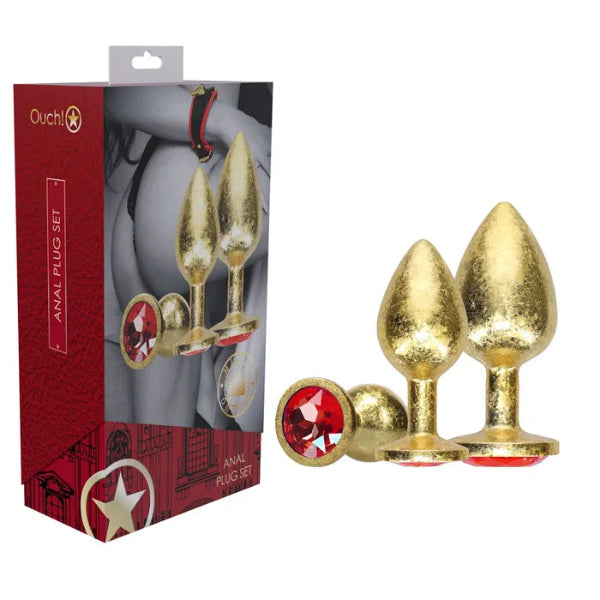 OUCH METAL ANAL PLUG SET GOLD