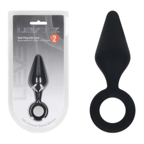 LEVELZ MEDIUM SILICONE ANAL PLUG WITH LOOP