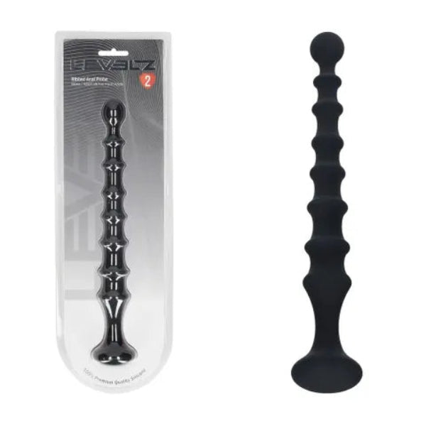 LEVELZ RIBBED SILICONE ANAL PROBE BLACK
