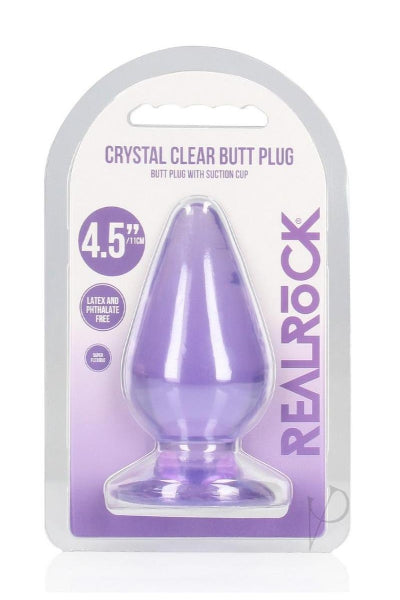 REAL ROCK CRYSTAL CLEAR BUTT PLUG 4.5 INCH PURPLE