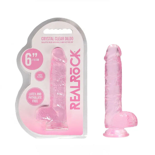 REAL ROCK CRYSTAL CLEAR DILDO 6 INCH PINK