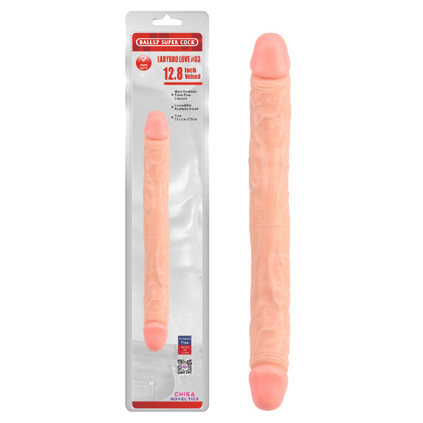 BALLSY SUPER COCK DOUBLE ENDED VEIENED 12.8 INCH DONG FLESH