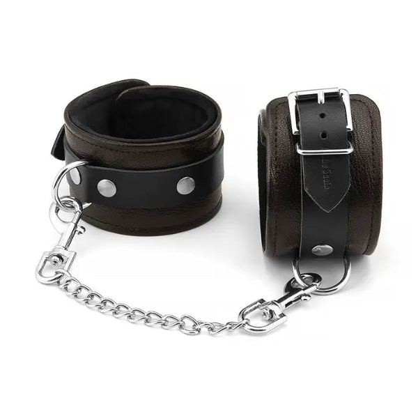 WILD GENT BLACK LEATHER HANDCUFFS