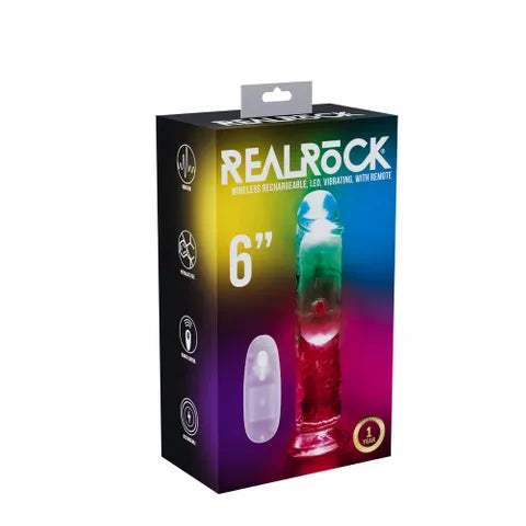 REAL ROCK CRYSTAL STRAIGHT VIBRATING REMOTE CONTROL 6 INCH LED