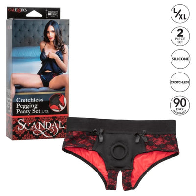SCANDAL CROTCHLESS PEGGING PANTY SET L-XL