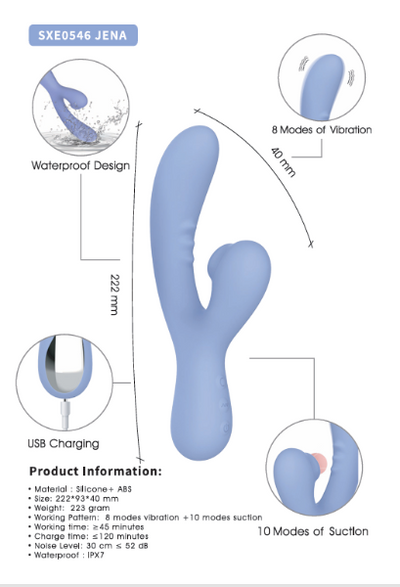 SXE HOPE JENA SUCTION RABBIT VIBRATOR AQUA