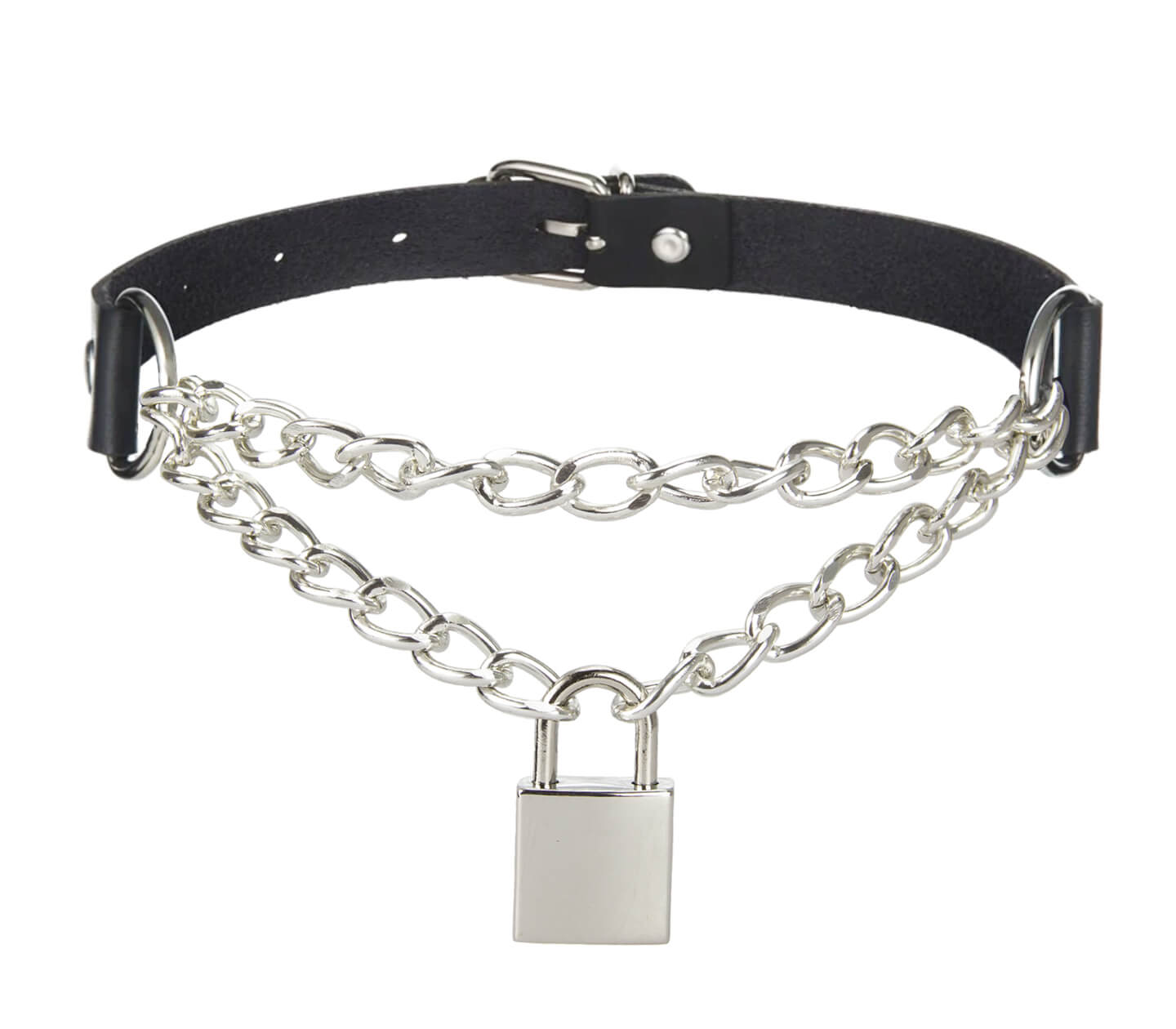 LOVE IN LEATHER CHOCKER WITH CHAIN & PADLOCK
