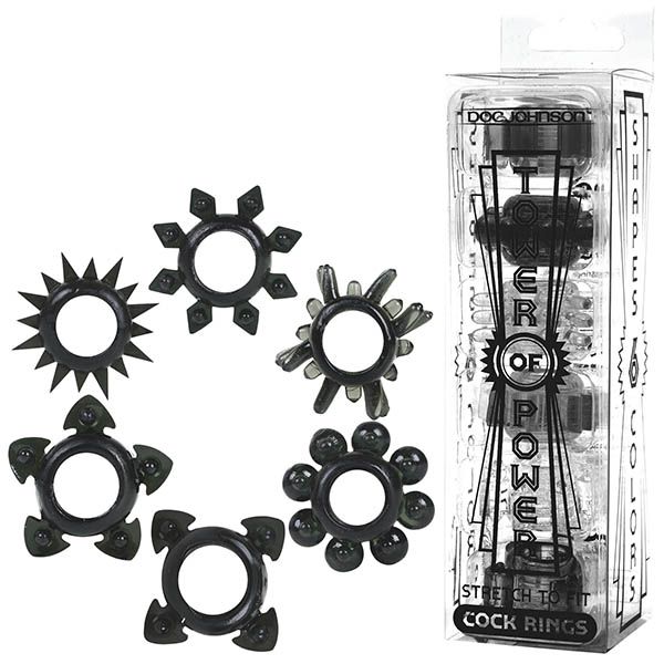 TOWER OF POWER COCK RINGS BLACK