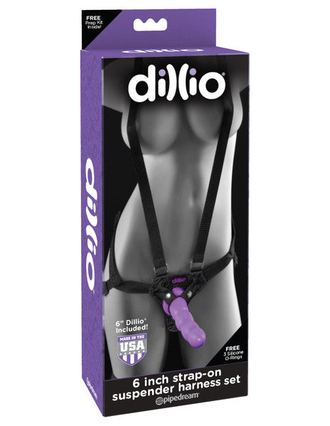DILLIO 6 INCH STRAP ON SUSPENDER HARNESS PINK